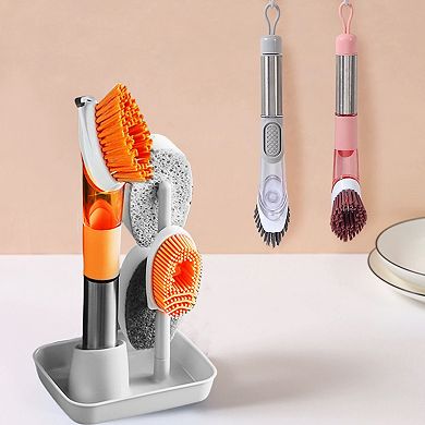 Soap Dispensing Dish Brush with 4 Non-Scratch Refills Replace Head
