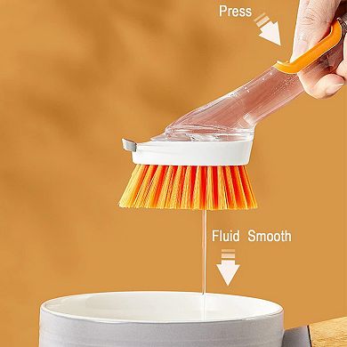 Soap Dispensing Dish Brush with 4 Non-Scratch Refills Replace Head