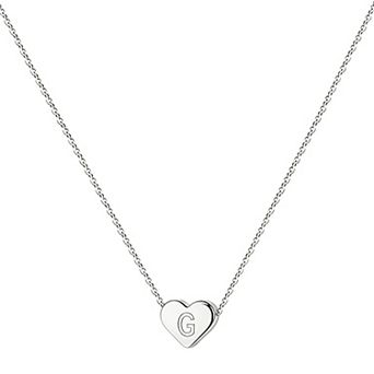 14K White Gold Plated Letter Heart Pendant Necklace Adjustable Slider Gift for Her