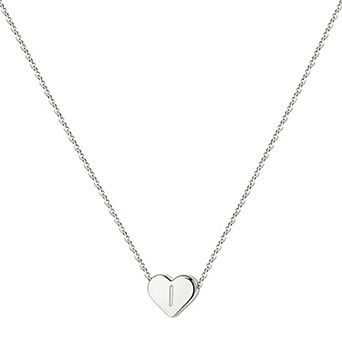 14K White Gold Plated Letter Heart Pendant Necklace Adjustable Slider Gift for Her