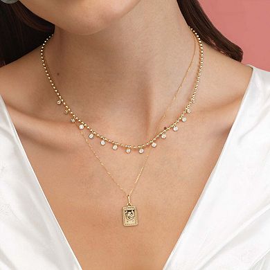 Beaded CZ Dangle Necklace