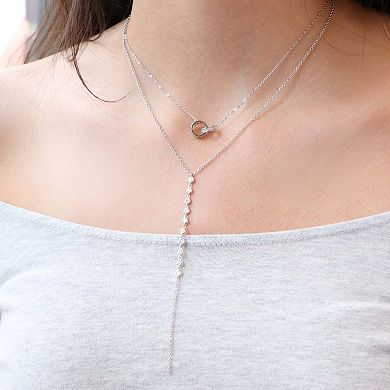 Lariat Bezel CZ Necklace