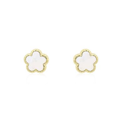 Mother of Pearl Spring Flower Stud Earrings