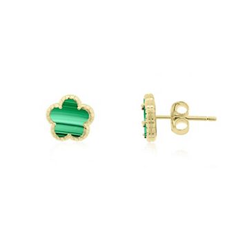 Malachite Spring Flower Stud Earrings