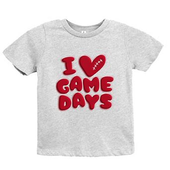 I Love Game Days Puff Print - Youth Short Sleeve Graphic T-Shirt