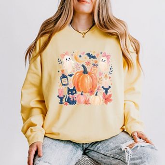 Coquette Halloween Floral - Women's Lightweight Garment Dyed Sweatshirt