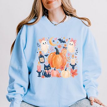 Coquette Halloween Floral - Women's Lightweight Garment Dyed Sweatshirt