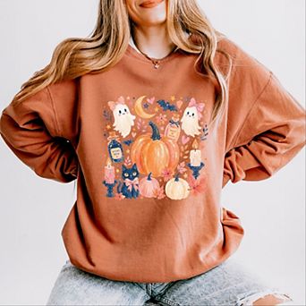 Coquette Halloween Floral - Women's Lightweight Garment Dyed Sweatshirt