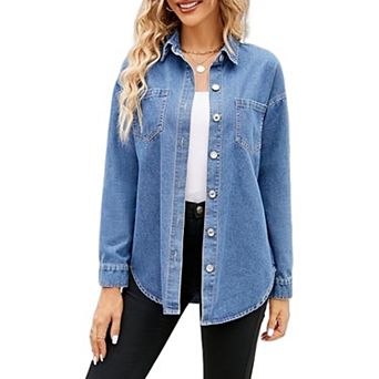 Women’s Oversized Long Sleeve Denim Button Down Shirt