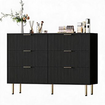6 Drawer Dresser w/ Wide Drawers, Wooden Chest of Drawers, Modern Storage