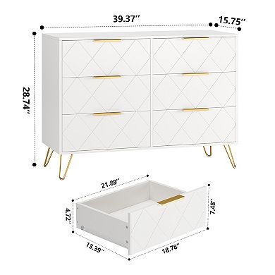 Tall 6-Drawer Dresser w/ Soft-Close Glides, Space-Saving Storage w/ Anti-Tip