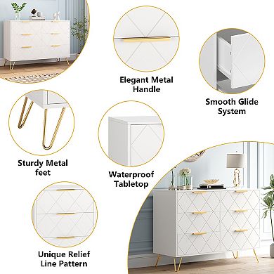 Tall 6-Drawer Dresser w/ Soft-Close Glides, Space-Saving Storage w/ Anti-Tip