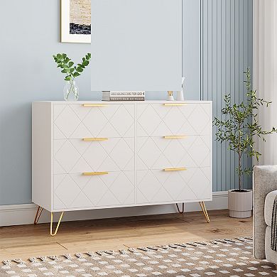 Tall 6-Drawer Dresser w/ Soft-Close Glides, Space-Saving Storage w/ Anti-Tip