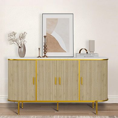 MROOBEST 50" Modern Buffet Cabinet with Storage, Mid Century Fluted Accent Coffee Bar Console Table