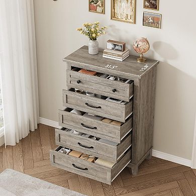 5-Drawer Dresser for Bedroom, 41.3" Tall Vertical Storage Chest, Freestanding