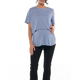 Maternity Casual Short Sleeved Multi Functional T Shirt Loose Fitting Cotton Top
