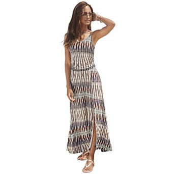 Lascana Women's Patterned Side Slit Maxi Dress