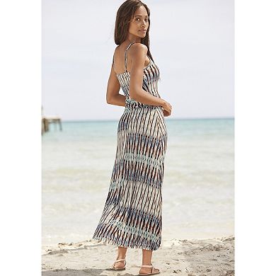 Lascana Women's Patterned Side Slit Maxi Dress