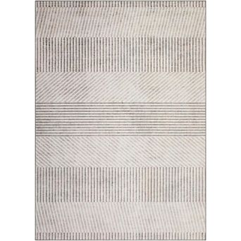 Modern Striped Area Rug Machine Washable Non Slip Low Pile Indoor Carpet
