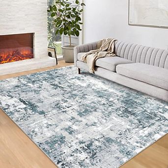 Abstract Area Rug Washable Non Slip Low Pile Soft Indoor Carpet for Living Room Bedroom