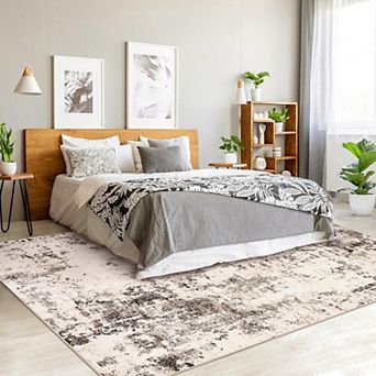 Abstract Area Rug Washable Non Slip Low Pile Soft Indoor Carpet for Living Room Bedroom