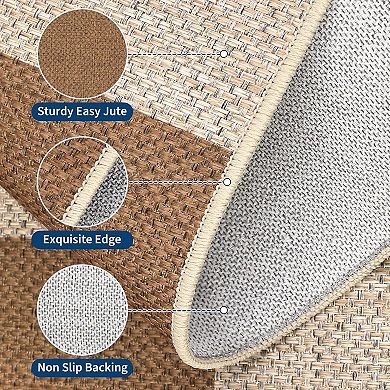 Washable Checkered Rug Non Slip Low Pile Polyester Indoor Outdoor Floor Carpet