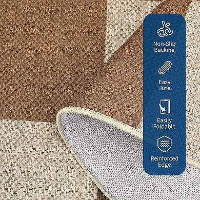 Washable Checkered Rug Non Slip Low Pile Polyester Indoor Outdoor Floor Carpet
