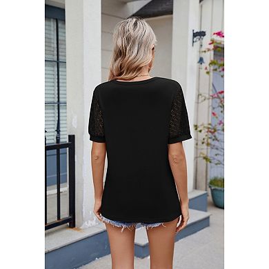 Blueming Women's V Neck Short Sleeve Casual Daily Wear Tops