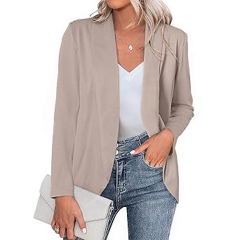 BLUEMING Women's Long Sleeve Open Front Blazer Jacket Casual Daily Outerwear