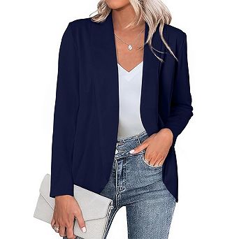BLUEMING Women's Long Sleeve Open Front Blazer Jacket Casual Daily Outerwear