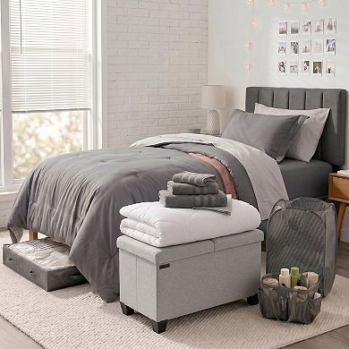 Hearth & Harbor Complete Dorm Room Set with Headboard and Storagebench