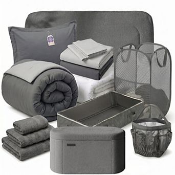 Hearth & Harbor Complete Dorm Room Set with Headboard and Storagebench
