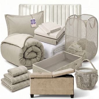 Hearth & Harbor Complete Dorm Room Set with Headboard and Storagebench