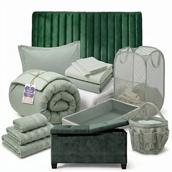 Hearth & Harbor Complete Dorm Room Set with Headboard and Storagebench