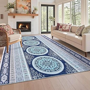 Vintage Oriental Area Rug Non Slip Washable Ultra Thin Indoor Floor Mat