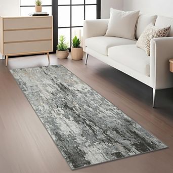 Modern Abstract Area Rug Washable Non Slip Low Pile Indoor Carpet for Living Room Bedroom