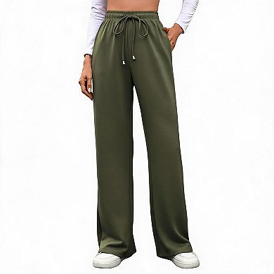 Women's High Waist Wide Leg Sweatpants Elastic Drawstring Casual Soft Lounge Pants