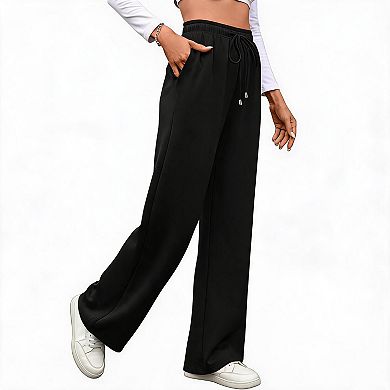 Women's High Waist Wide Leg Sweatpants Elastic Drawstring Casual Soft Lounge Pants