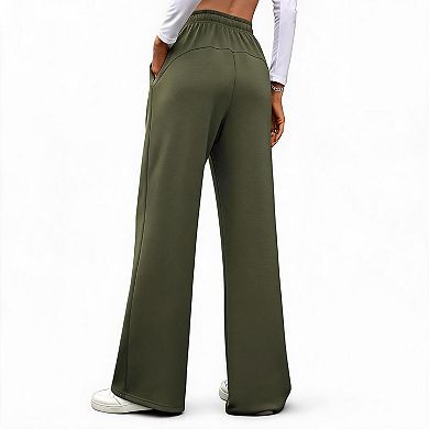 Women's High Waist Wide Leg Sweatpants Elastic Drawstring Casual Soft Lounge Pants
