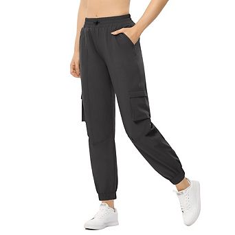 Women's Cargo Joggers Elastic High Waist Lightweight Casual Athletic Pants with Pockets