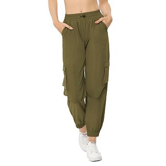 Women's Cargo Joggers Elastic High Waist Lightweight Casual Athletic Pants with Pockets