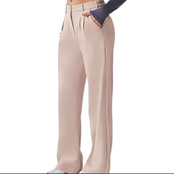 Women's High Waist Wide Leg Trousers Pleated Casual Dress Pants with Pockets