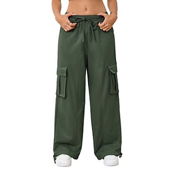 Baggy Cargo Pants Women Parachute Hiking Wide Leg Pants with Pockets
