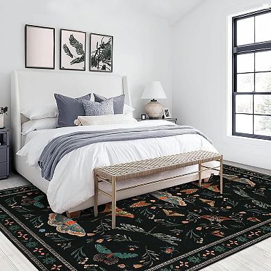 Machine Washable Area Rug Non Slip Low Pile Ultra Soft Indoor Carpet