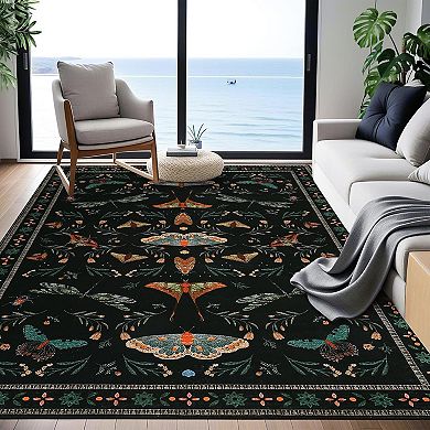 Machine Washable Area Rug Non Slip Low Pile Ultra Soft Indoor Carpet