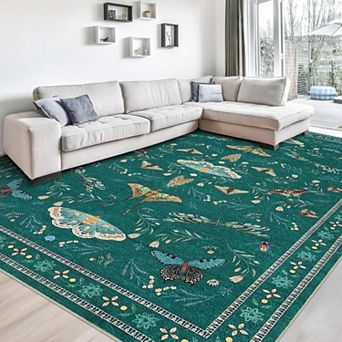 Machine Washable Area Rug Non Slip Low Pile Ultra Soft Indoor Carpet