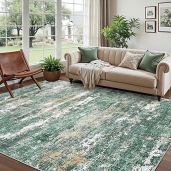 Abstract Area Rug Washable Living Room Carpet Non Slip Low Pile Soft Indoor Rug