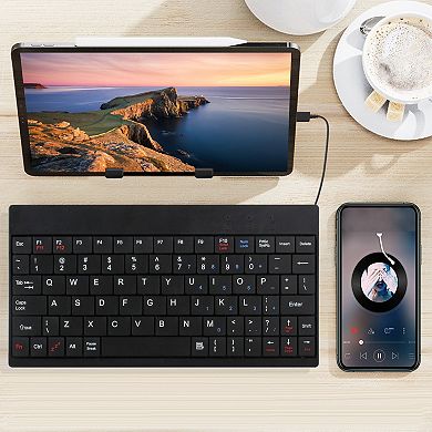 80-Key Mini Wired Keyboard USB Portable with Stand & Carry Bag