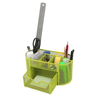 Metal Mesh Desk Organizer 9-Compartment Pen Holder