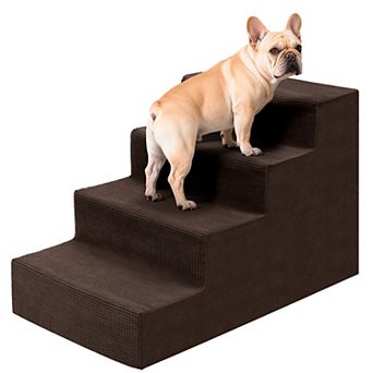 Dog Stairs for Small Dogs - Extra Wide 4-Step Dog Steps for High Bed with Removable Washable Cover